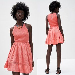 ZARA NWT Tiered Mini Dress Coral Pink XS